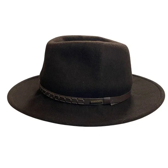 Stetson Crushable Wool Fedora Hat Brown Water Repellent‎ Large Made in USA - Picture 2 of 13